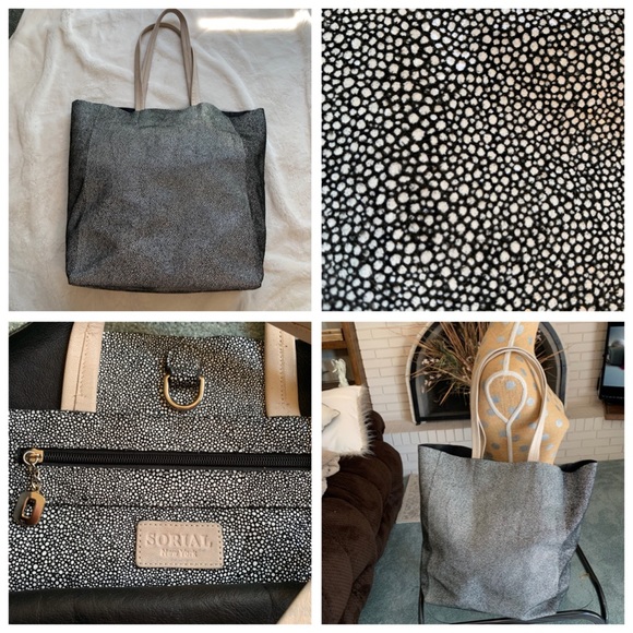Sorial NY Handbags - Sorial NY Embossed Pebbled Leather Tote Hamdbag